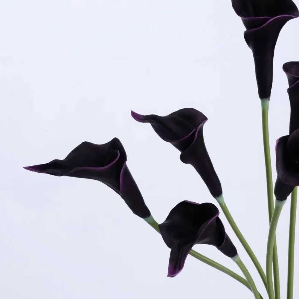 Bundle Of 3 Real Touch Faux Calla Lily Stem –Dark Purple 20.9″ Amoria Bloom